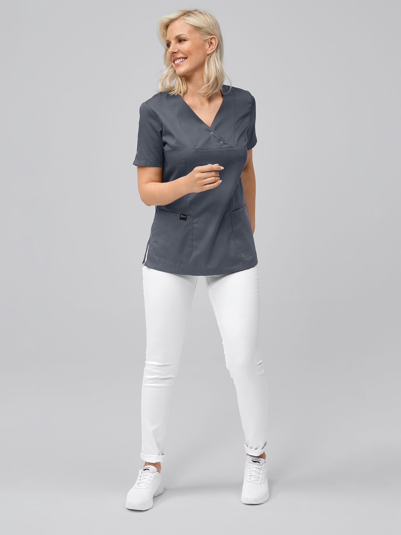 Tunique médicale à encolure V – 2 boutons-pression LAMIA