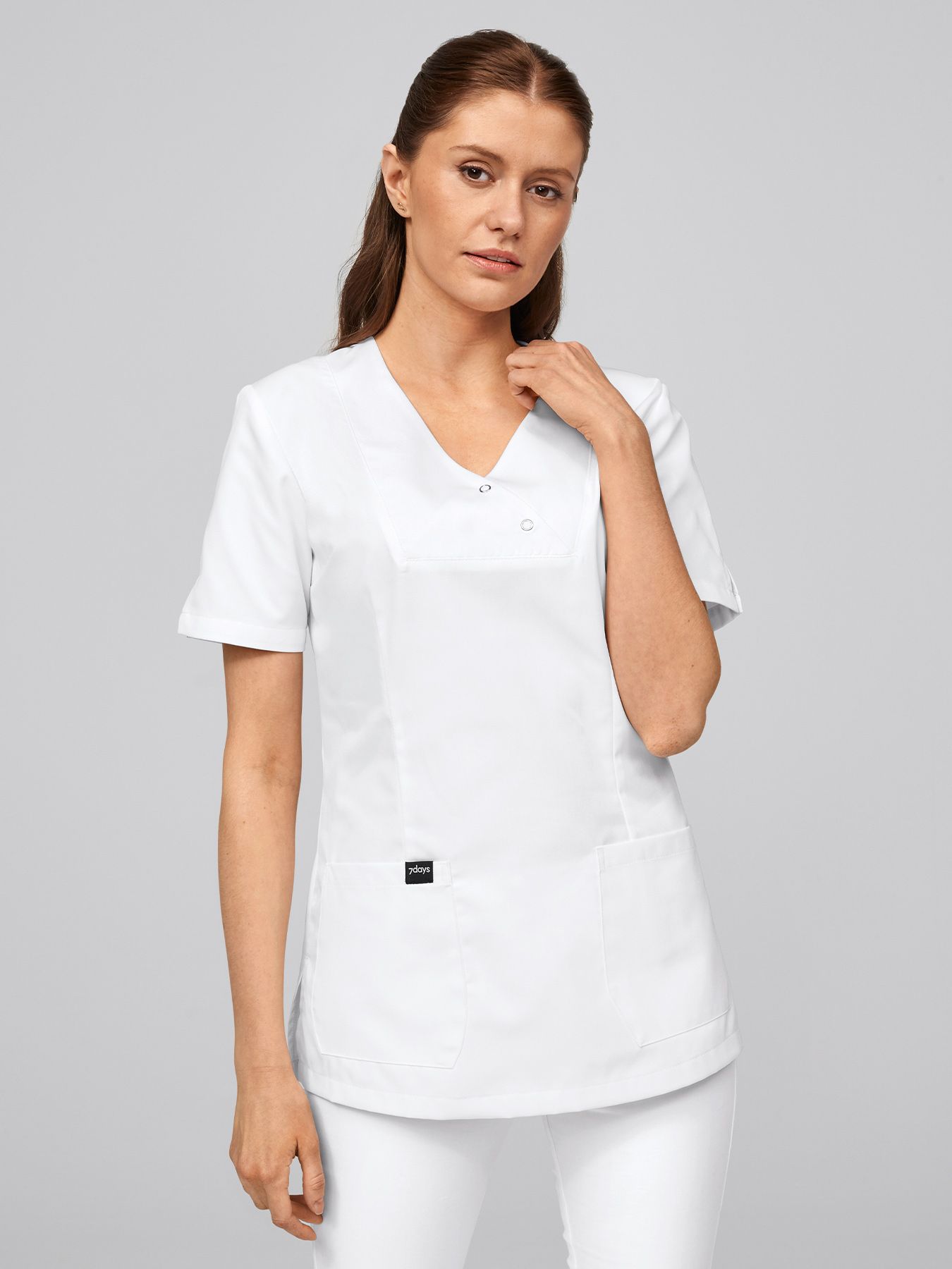 Tunique médicale à encolure V – 2 boutons-pression LAMIA