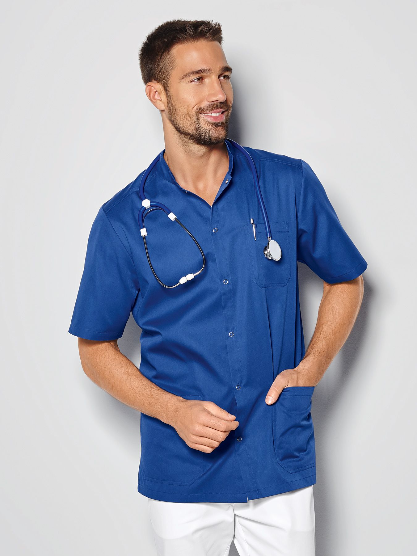 Blouse médicale avec boutonnière à pressions