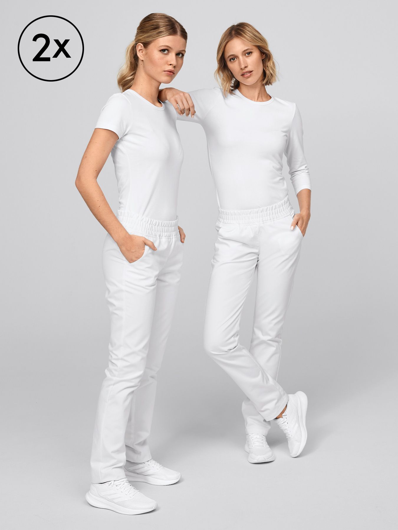 Pantalon femme à taille élastiquée en tissu mélangé NAPOLI – lot de 2