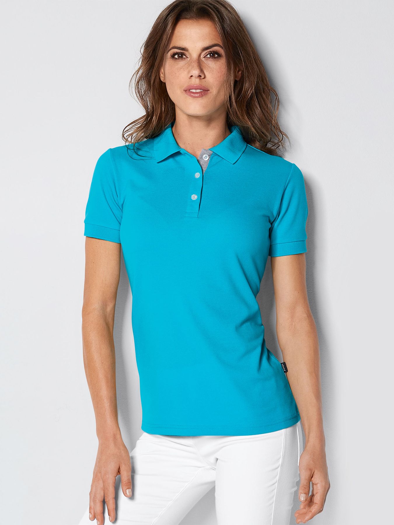 Polo femme en maille piquée SARNIA – boutonnage de couleur contrastante 