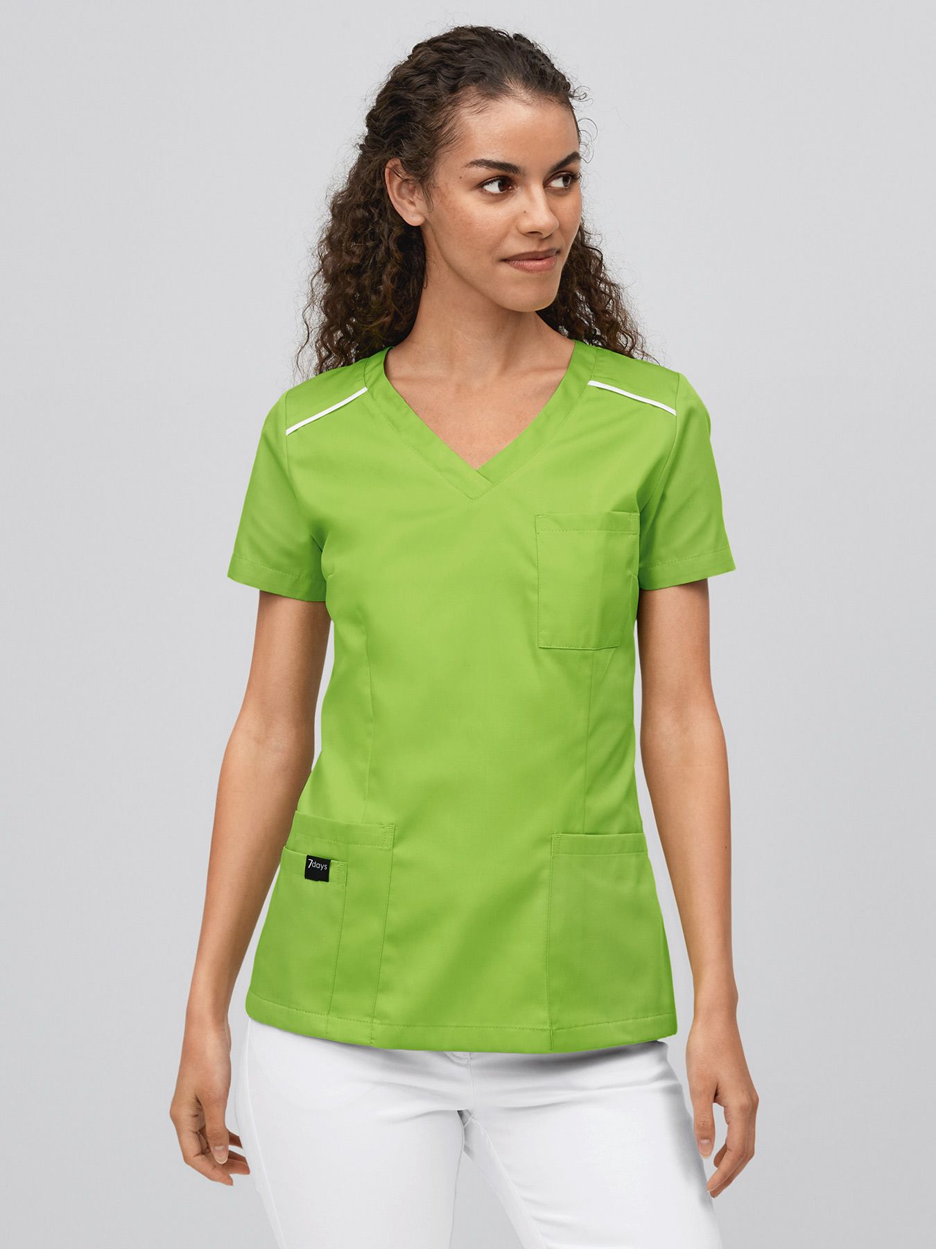 Tunique médicale à enfiler avec passepoil