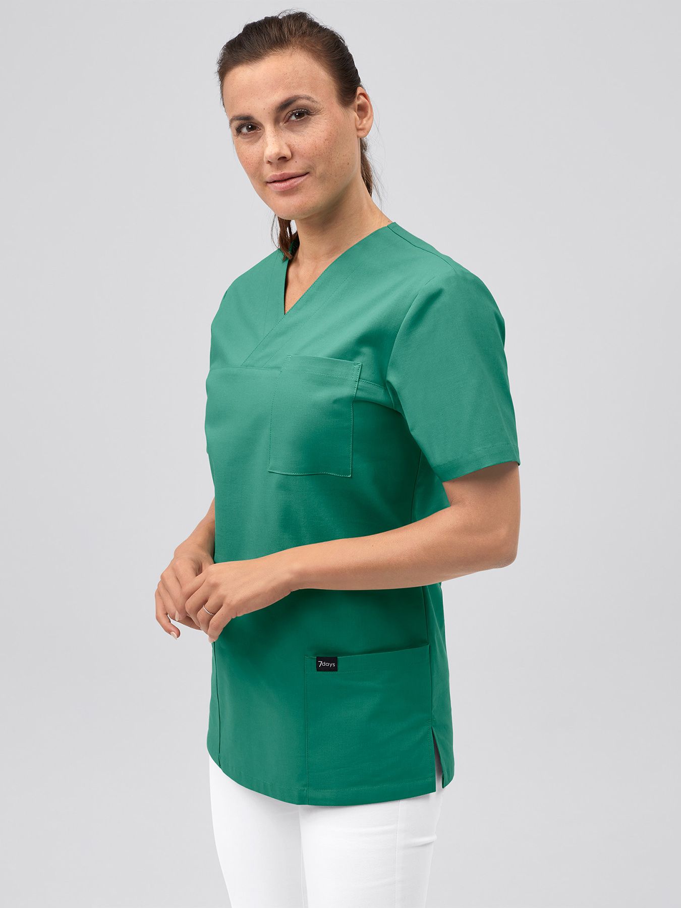 Tunique médicale mixte à encolure V 