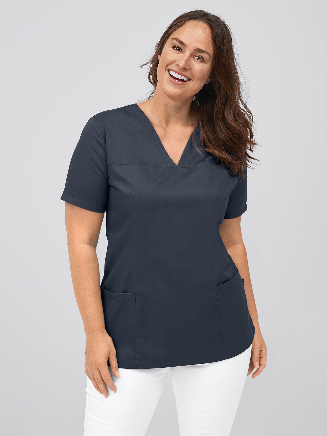 Tunique médicale à enfiler avec encolure V, lavage à 60°