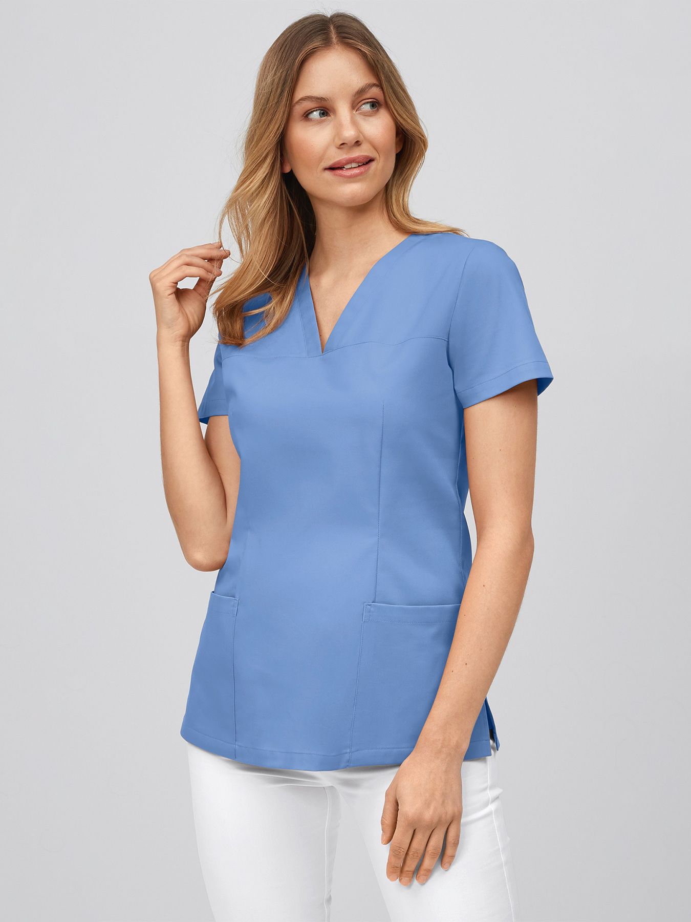 Tunique médicale à enfiler avec encolure V, lavage à 60°