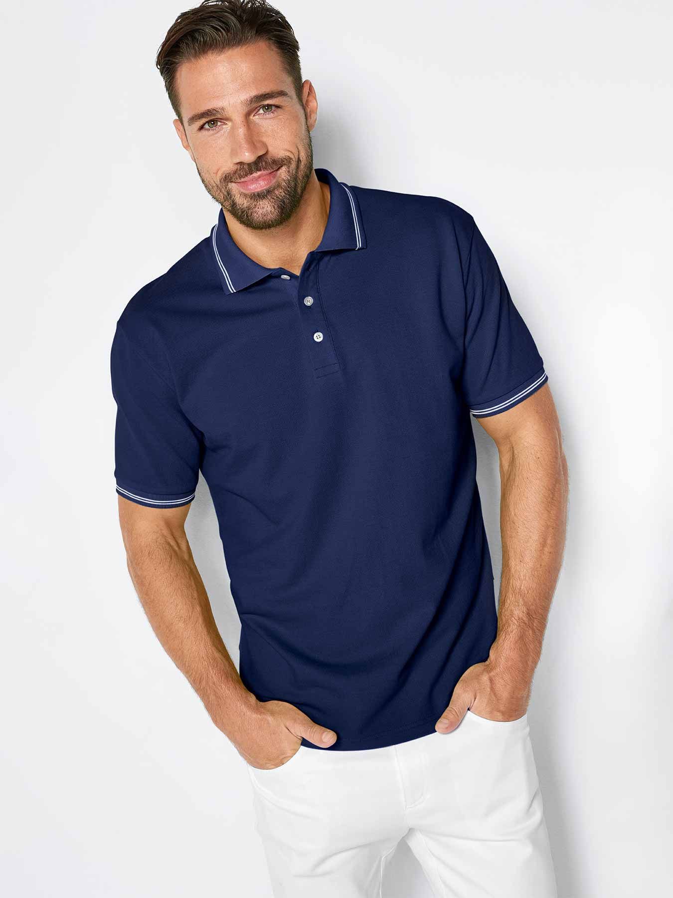 Polo mixte en maille piquée – col avec rayures